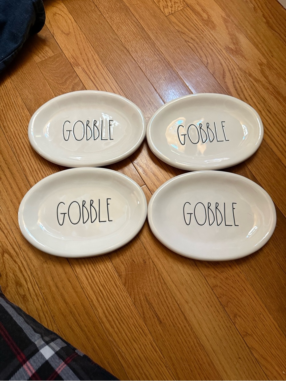 Rae Dunn Gobble Oval Ceramic Plates - Set of 4